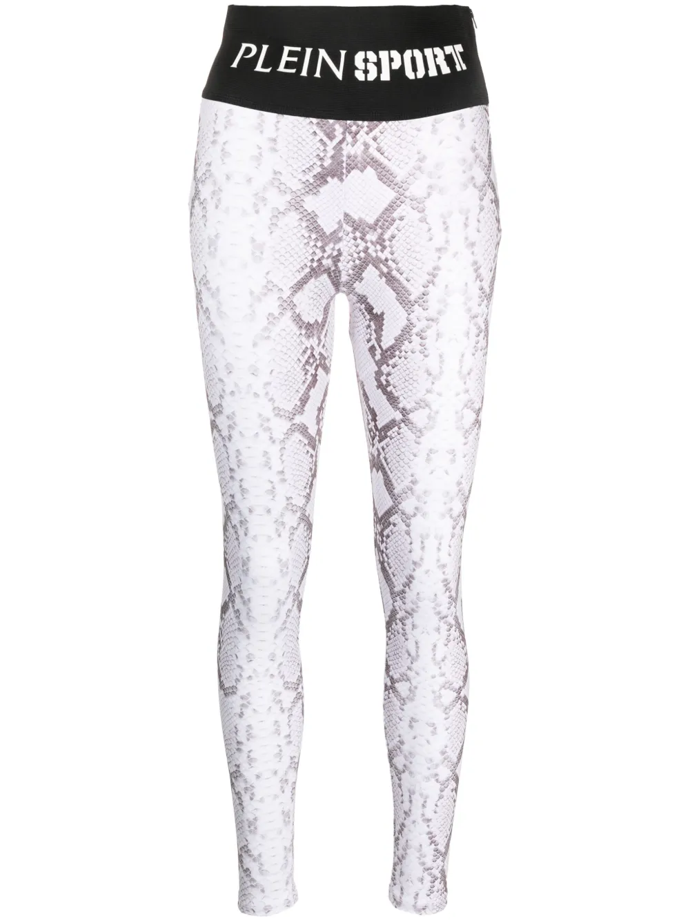 Plein Sport Snake-print Cotton Leggings In Grey