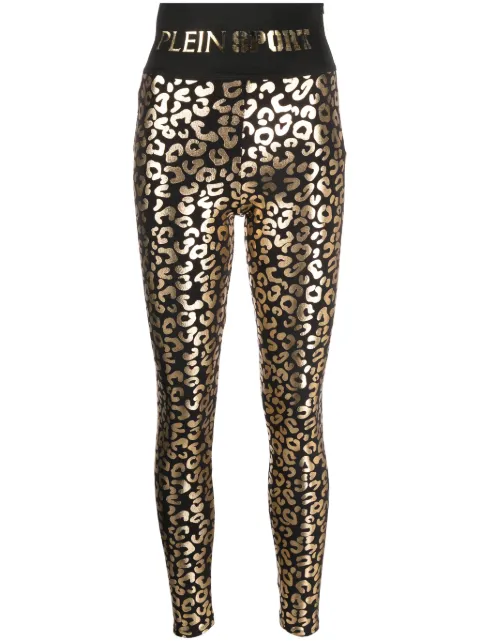 Plein Sport leopard-print cotton leggings