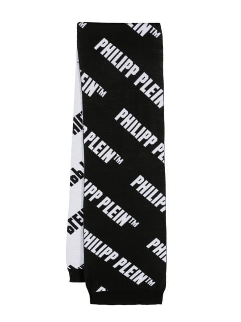 Philipp Plein logo-jacquard wool scarf
