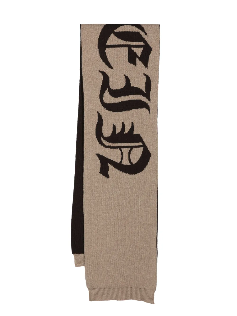 Philipp Plein Gothic Wool Scarf In Neutrals