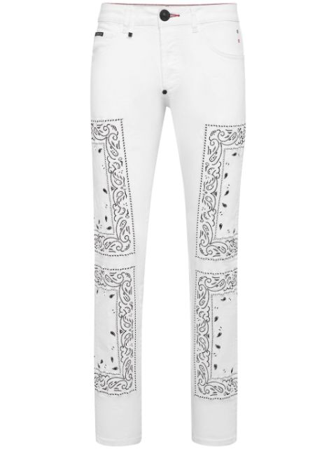 Philipp Plein bandana-embroidered straight-leg jeans Men