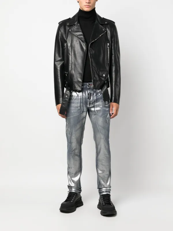 Hexagon-logo leather belt