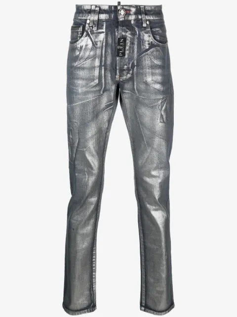 Philipp Plein metallic-effect straight-leg jeans