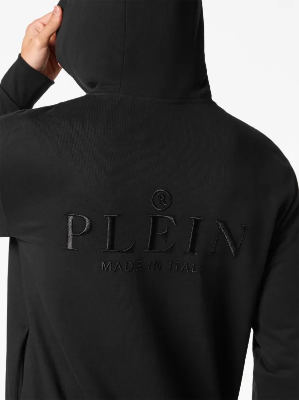 Philipp Plein logo-embroidered Cotton Hoodie | Black | FARFETCH