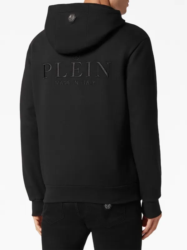 Philipp Plein logo-embroidered Cotton Hoodie | Black | FARFETCH