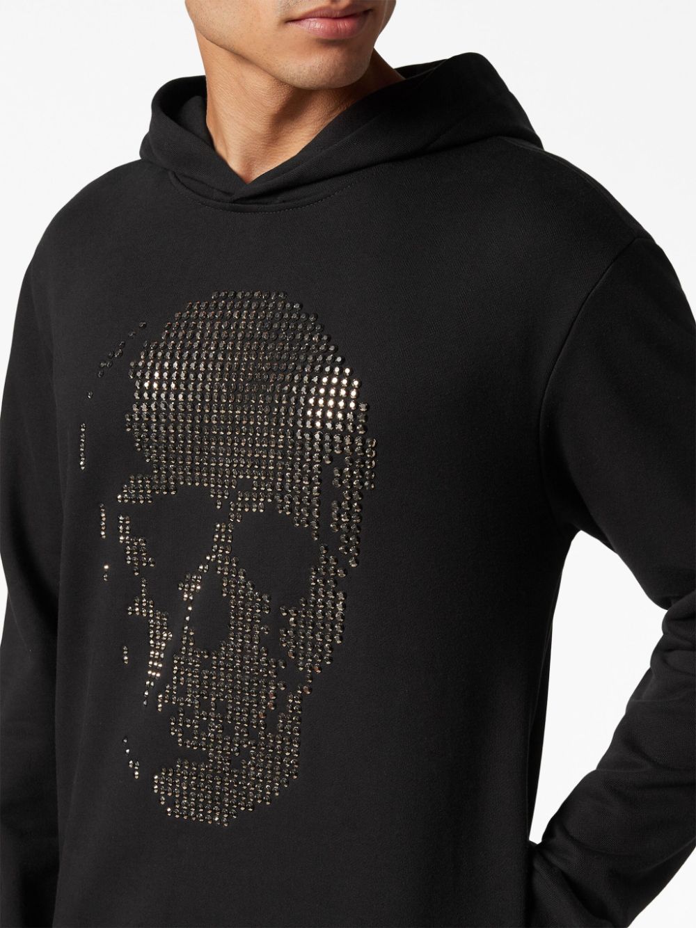 Shop Philipp Plein Logo-embroidered Cotton Hoodie In Black