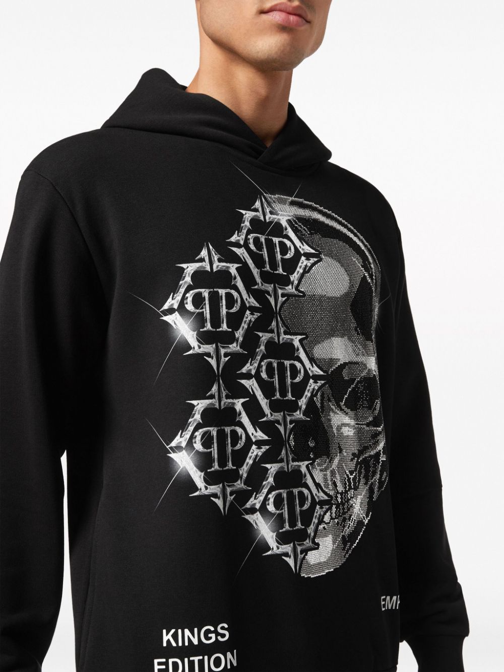 Shop Philipp Plein Logo-print Cotton-blend Hoodie In 黑色