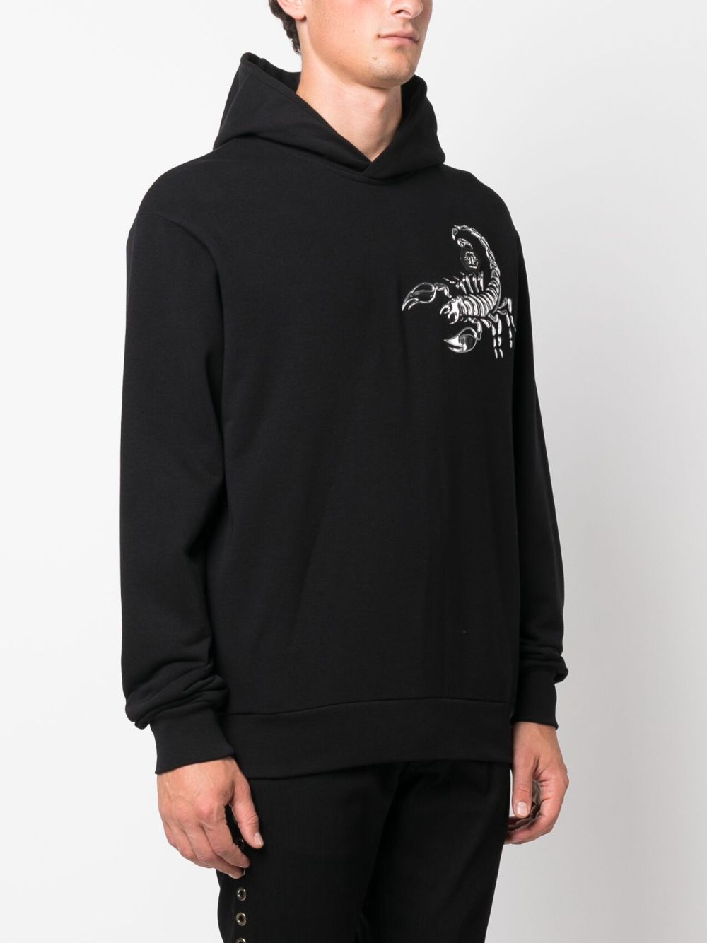 Philipp Plein Scorpion applique-detail cotton hoodie Men