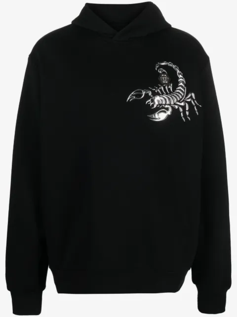 Philipp Plein Scorpion appliqué-detail cotton hoodie