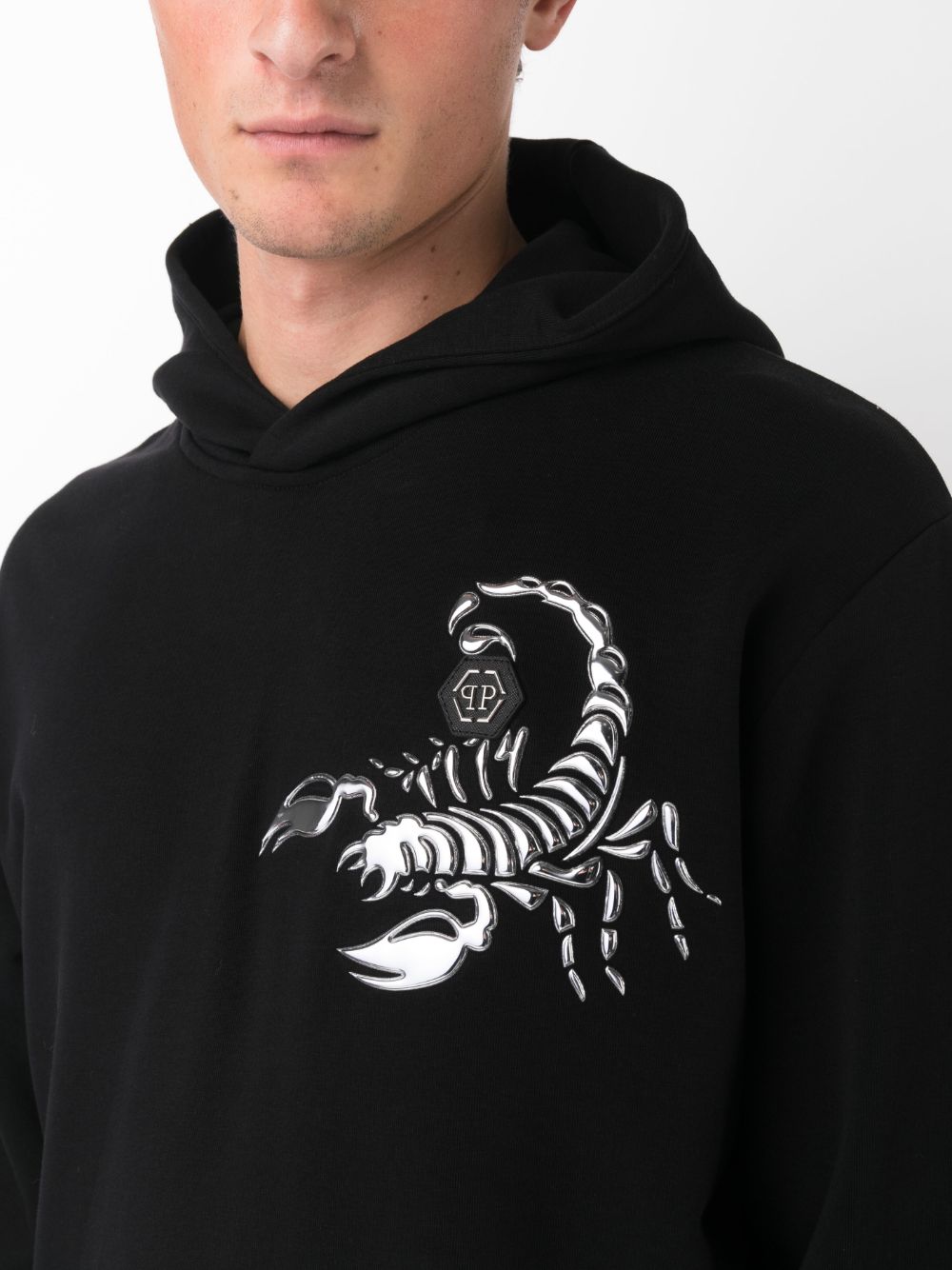 Philipp Plein Scorpion applique-detail cotton hoodie Men