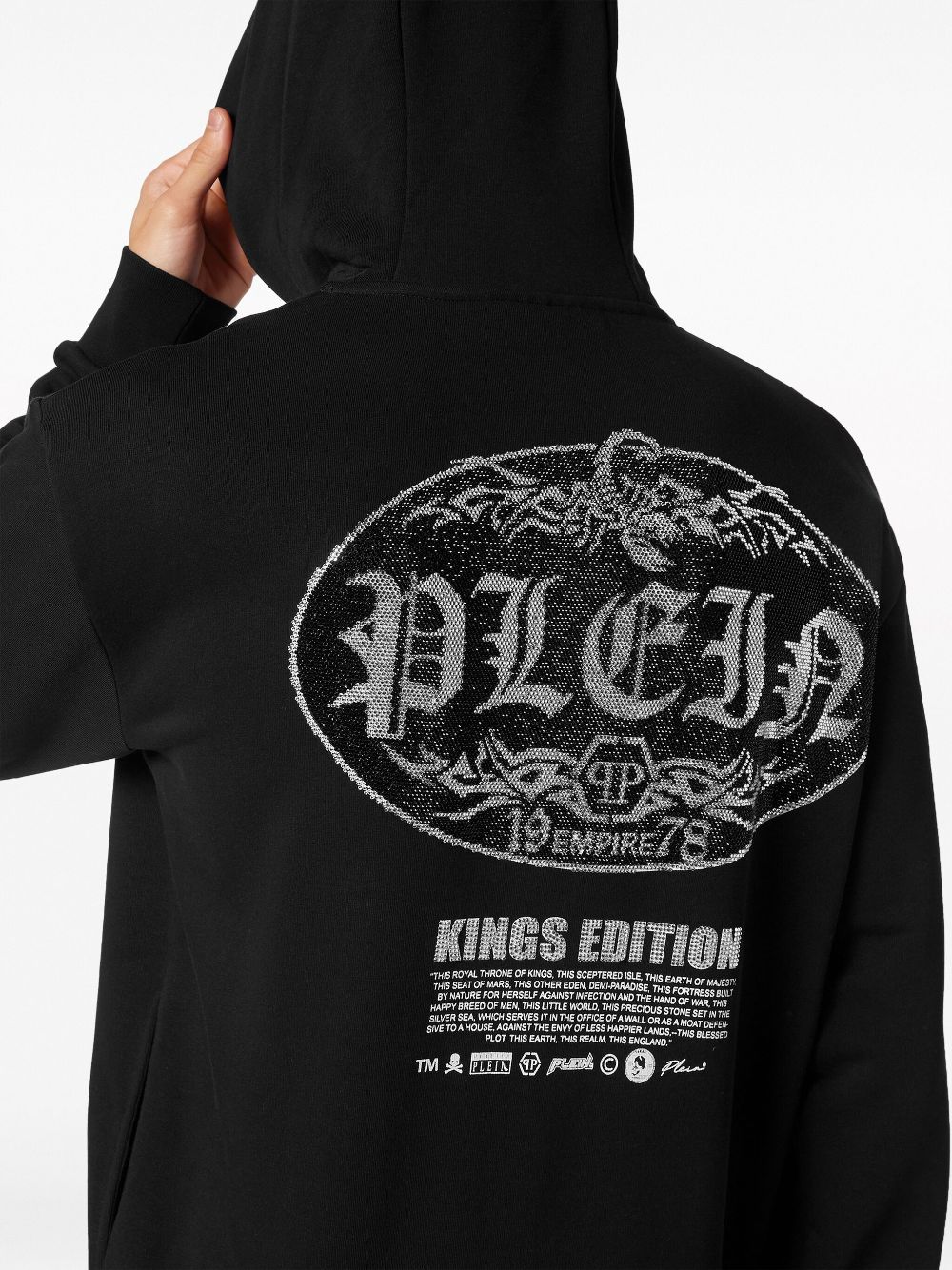 Shop Philipp Plein Logo-print Crystal-embellished Hoodie In Black