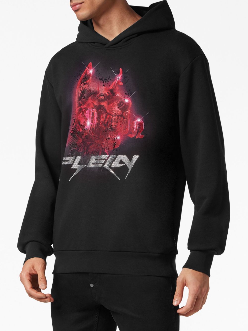 Philipp Plein logo-patch cotton hoodie Men