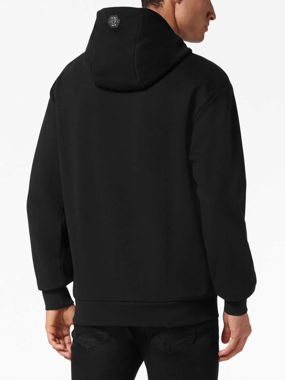 Shop Philipp Plein Logo-patch Cotton Hoodie In Black