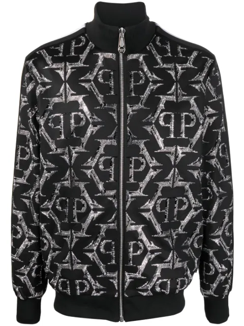 Philipp Plein rhinestone-embellished zip-up jacket