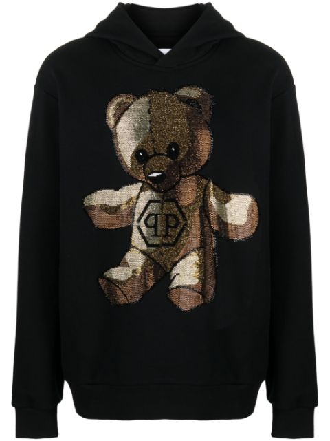 Philipp Plein Teddy Bear rhinestone-embellished hoodie