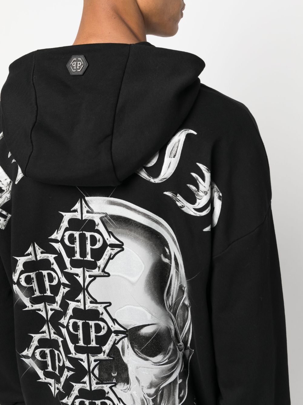 Philipp Plein Chrome logo-print cotton hoodie Men