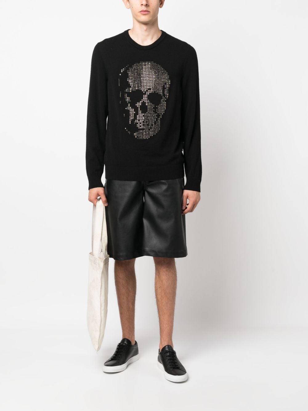 Shop Philipp Plein Skull-appliqué Cashmere Sweatshirt In Black