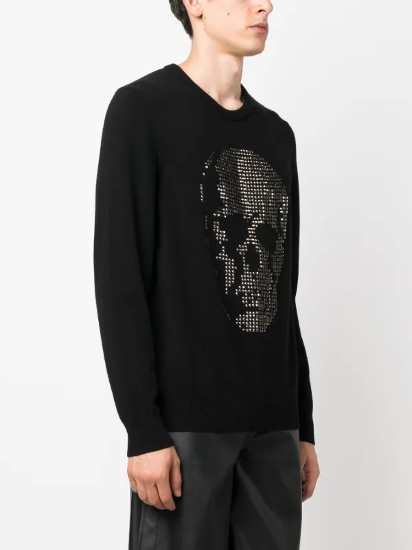 Philipp Plein skull-appliqué Cashmere Sweatshirt Black FARFETCH GR