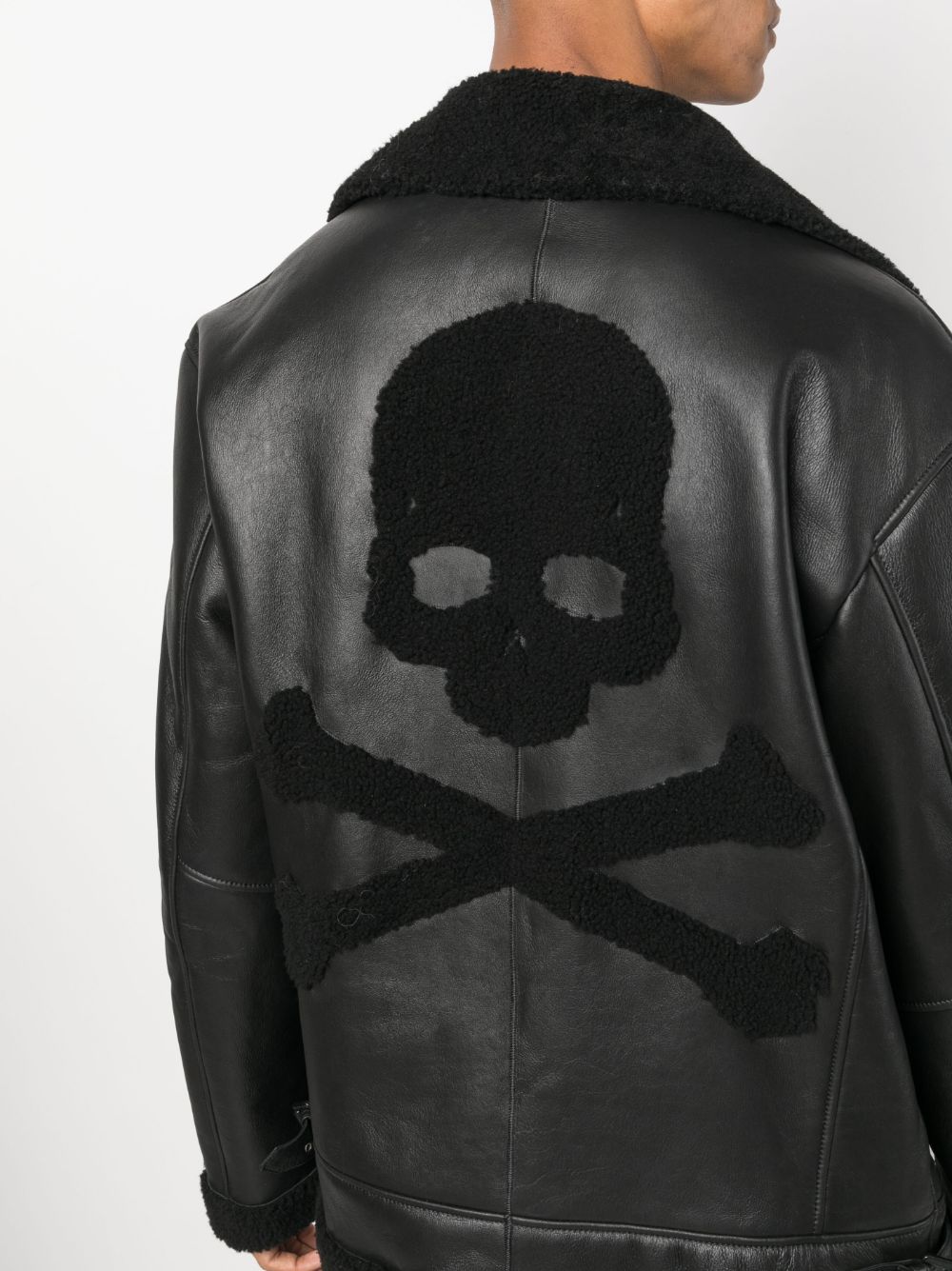 Shop Philipp Plein Skull-print Leather Jacket In Black
