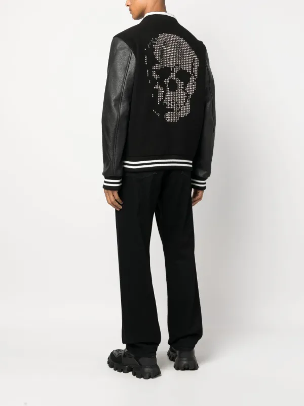 PHILIPP PLEIN BOMBER レザースタッドジャケット Men's luxury jacket - Philipp Plein bomber jacket with suede