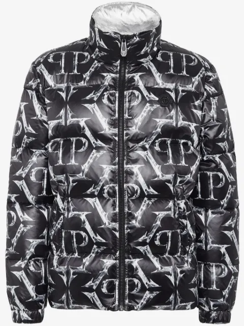Philipp Plein logo-print quilted padded jacket