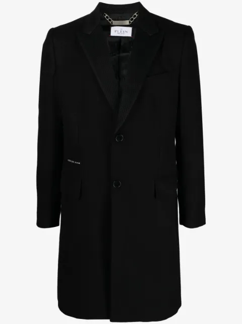 Philipp Plein single-breasted logo-lettering coat