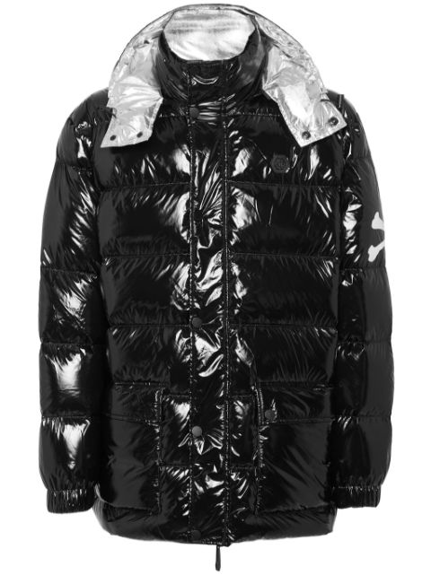 Philipp Plein skull-print detachable-hood padded coat Men