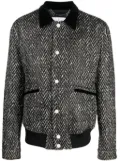 Philipp Plein herringbone-pattern wool bomber jacket - Black