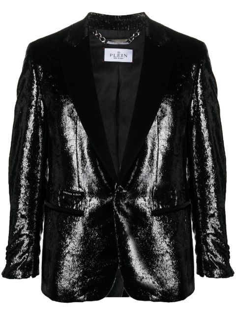 Philipp Plein metallic-effect single-breasted blazer Men