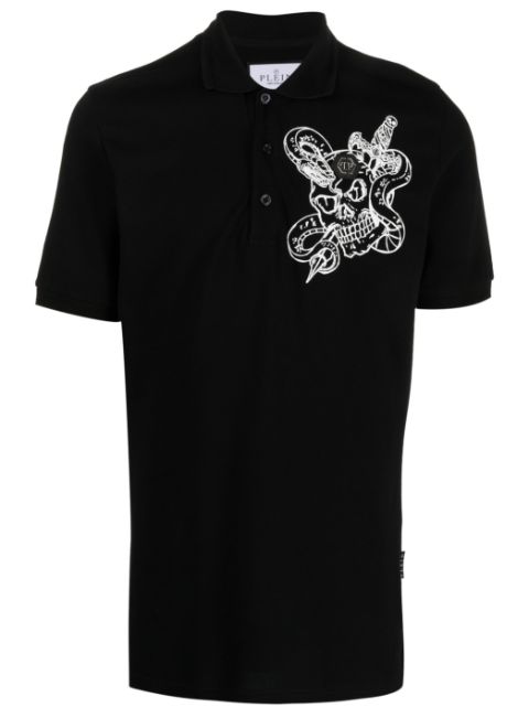 Philipp Plein snake-print cotton polo shirt Men