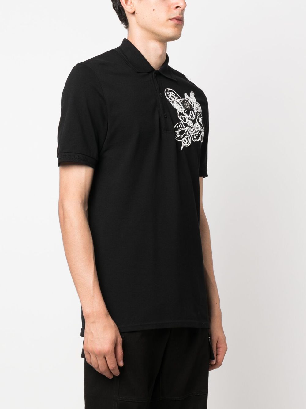 Affordable Philipp Plein snake-print cotton polo shirt Men