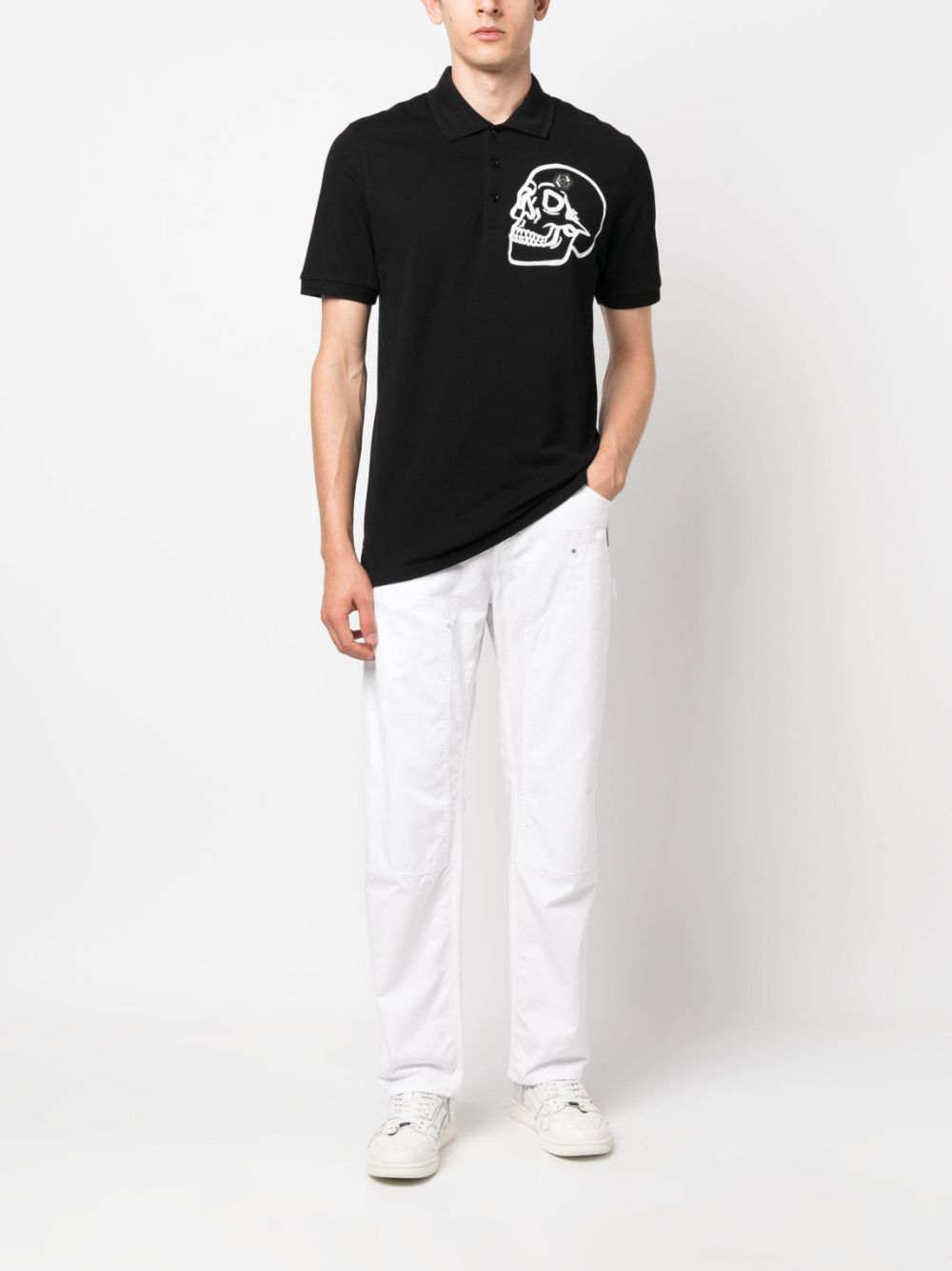 Philipp Plein Poloshirt met doodskopdetail - Zwart