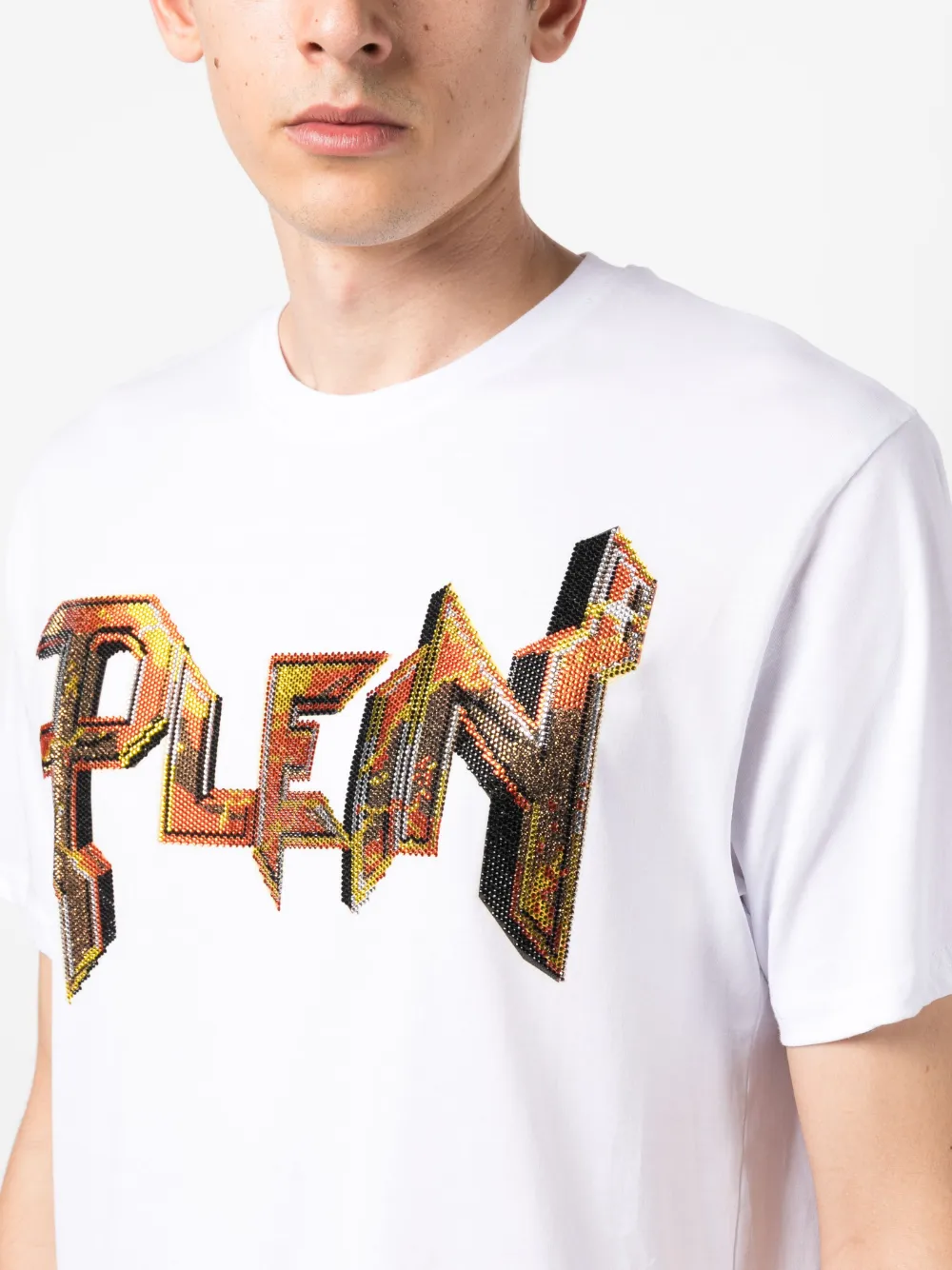Philipp Plein T-shirt verfraaid met kristallen Wit