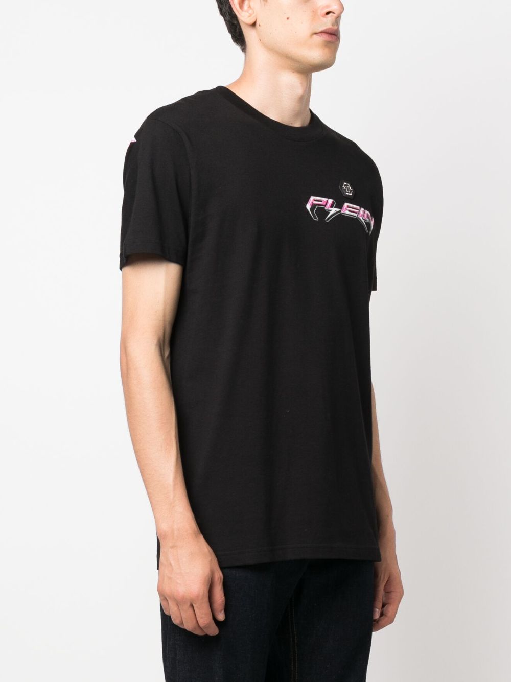 Shop Philipp Plein Ss Chrome Round-neck T-shirt In Black