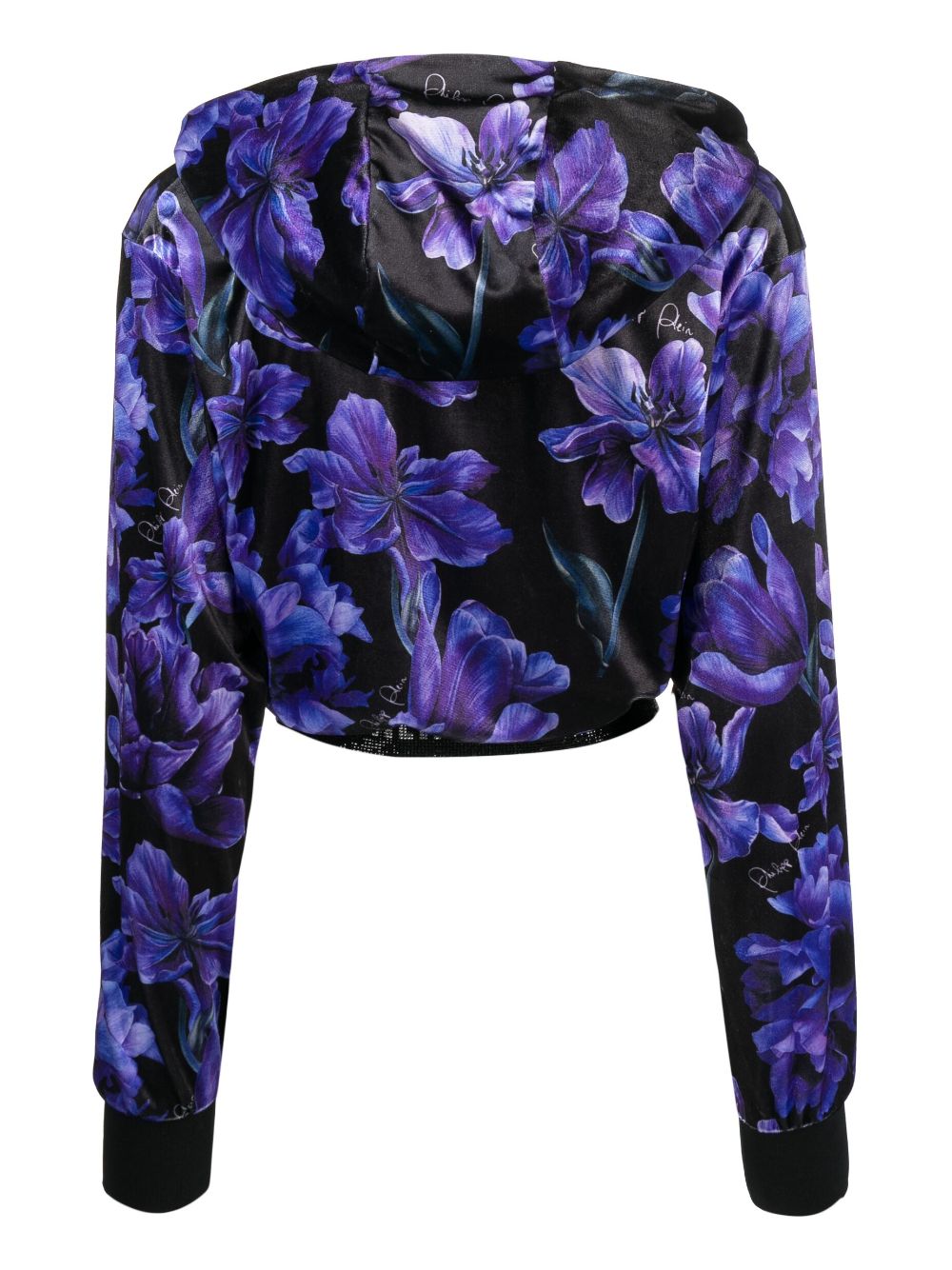 Philipp Plein Hoodie met bloemenprint - Zwart