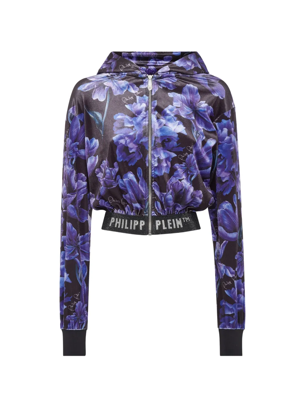 Philipp Plein Felpa a fiori crop - Nero