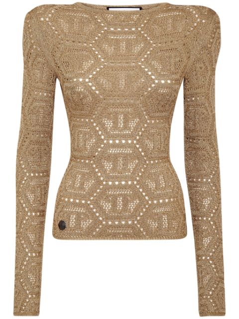 Philipp Plein logo-embroidered knitted top Women