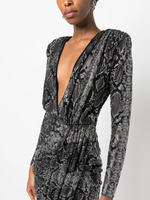 philipp plein silver dress PHILIPP PLEIN - Long Dress Crystal