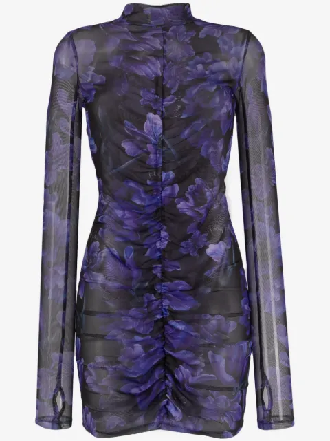 Philipp Plein vestido corto manga larga con flores