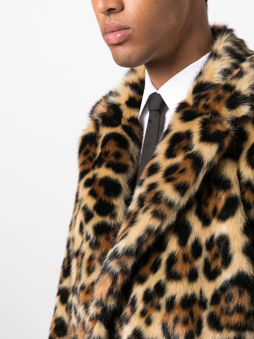 Shop Random Identities Leopard-print Button-up Coat In Neutrals