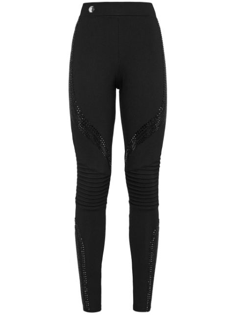 Philipp Plein crystal-embellished panelled leggings Women