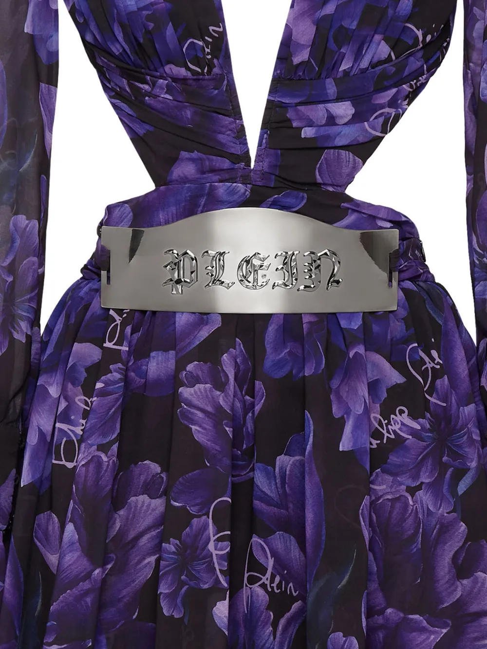 PHILIPP PLEIN FLORAL-PRINT CHIFFON MINI DRESS