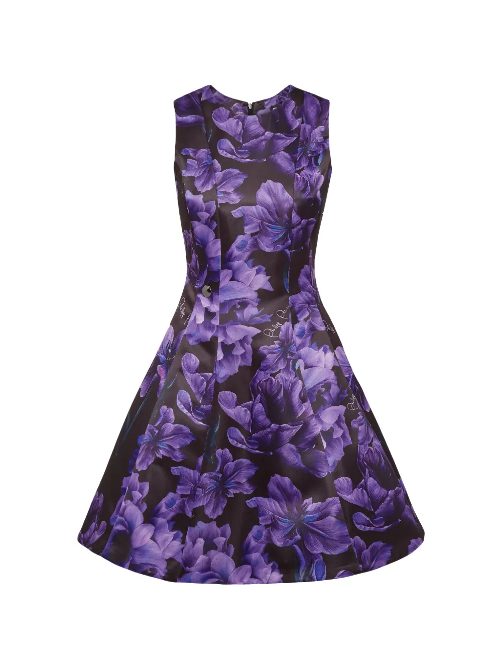 Philipp Plein Duchesse floral-print A-line minidress – Black