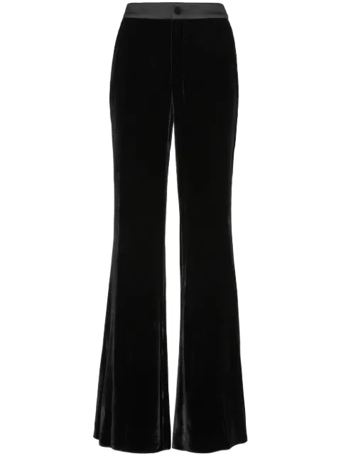 Philipp Plein logo-patch velvet flared trousers