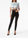Philipp Plein logo-print cotton crop top - White