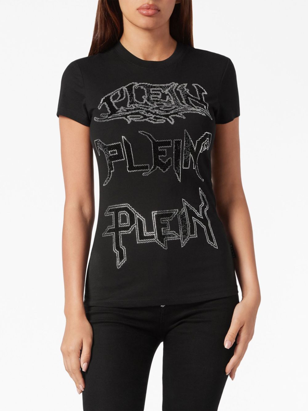 Shop Philipp Plein Logo-embellished Cotton T-shirt In Black