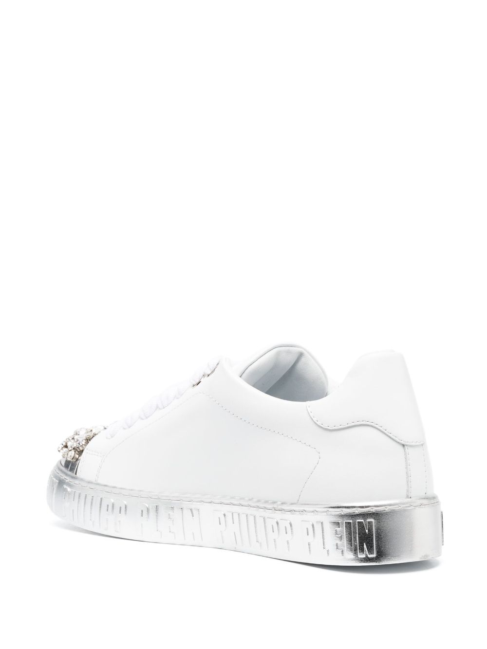 Philipp Plein crystal-embellished lace-up leather sneakers Women