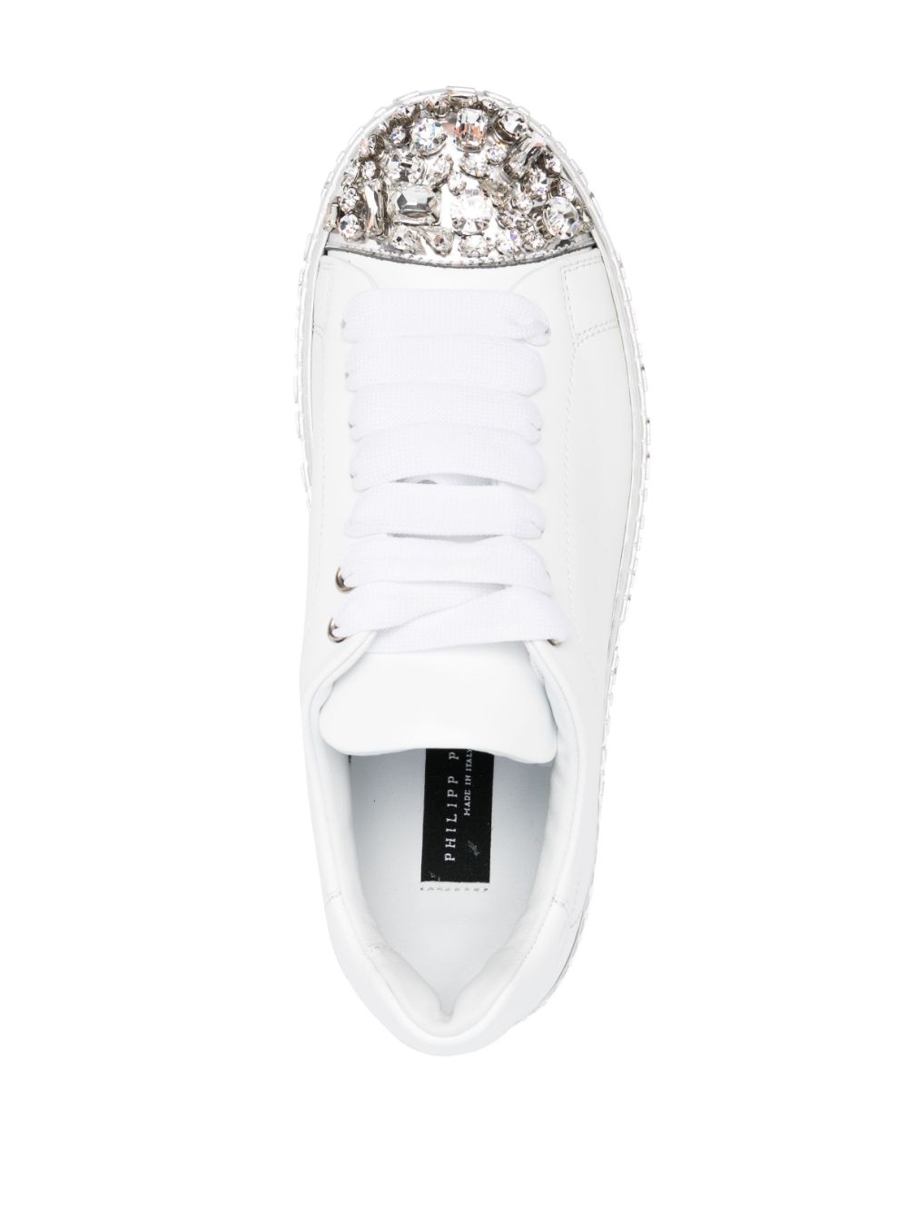 Philipp Plein crystal-embellished lace-up leather sneakers Women