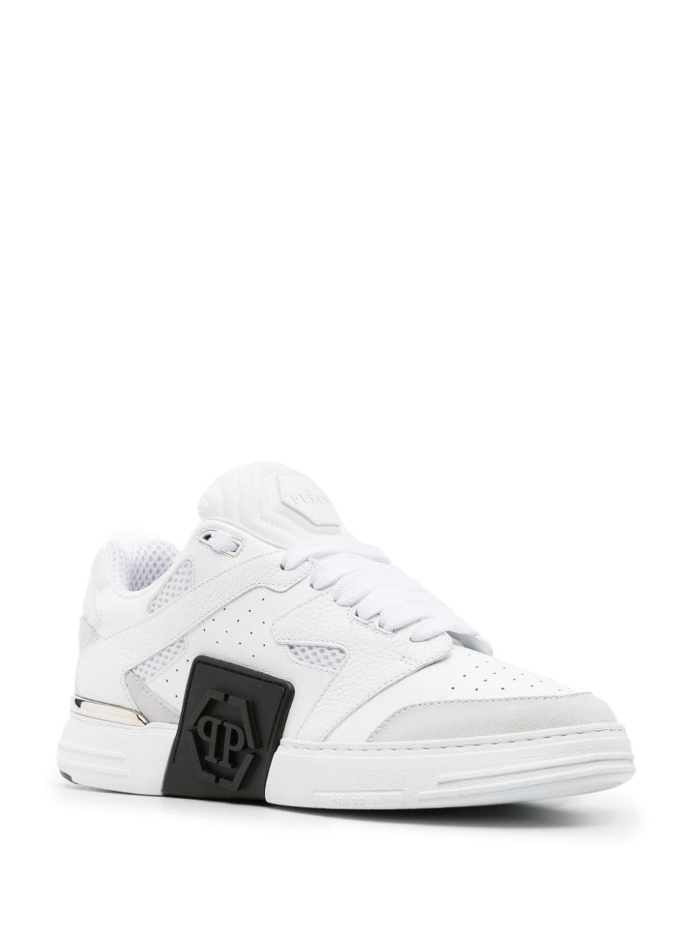 Shop Philipp Plein Phantom Street Leather Sneakers In White