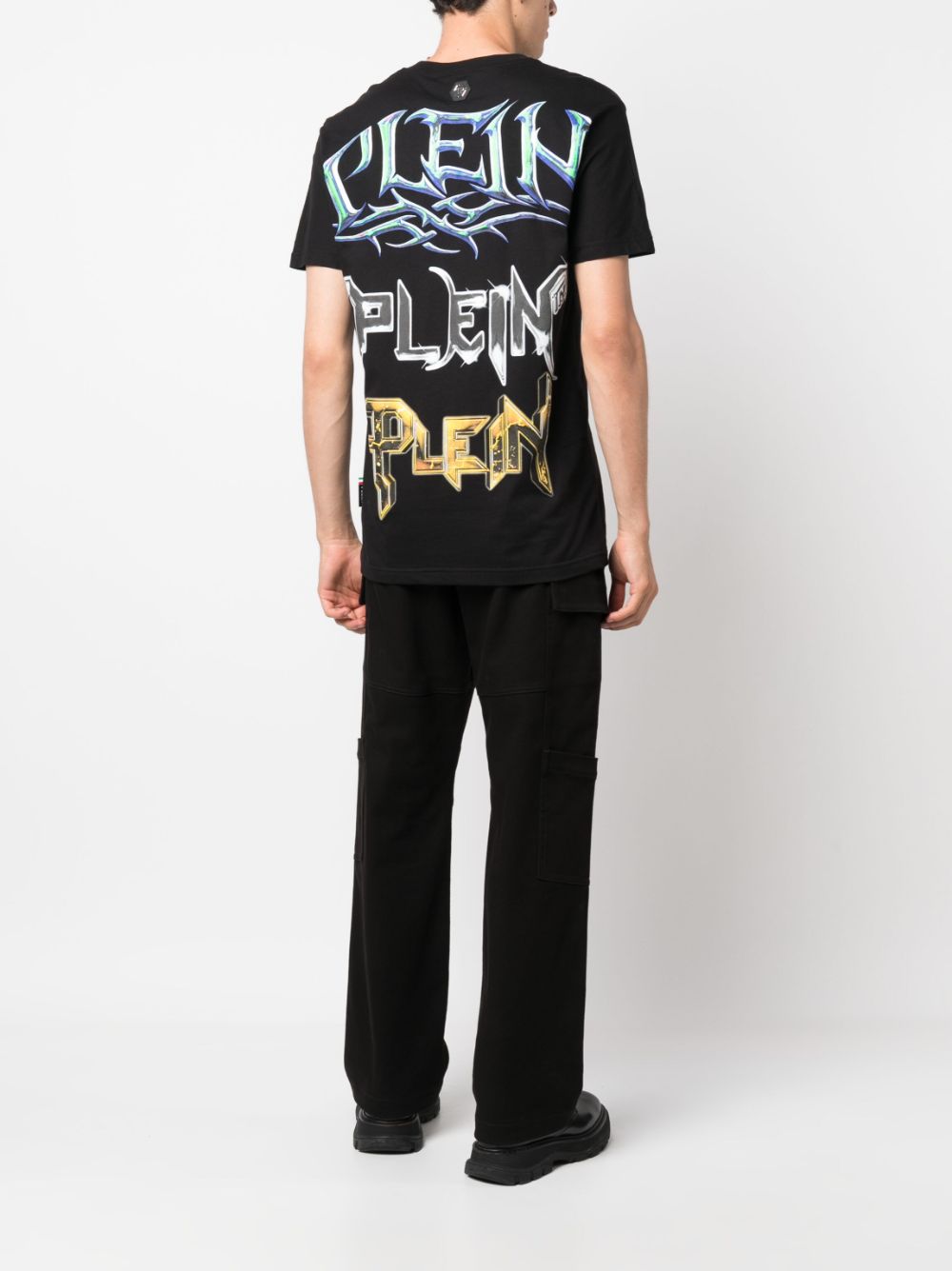 Shop Philipp Plein Logo-print Cotton T-shirt In Black